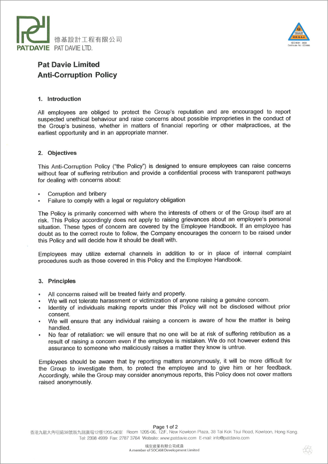 Anti Corruption Policy